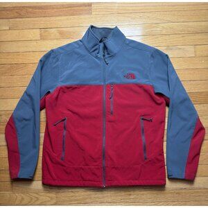 The North Face Men’s Softshell Jacket Size L Red Gray Full Zip Fleece